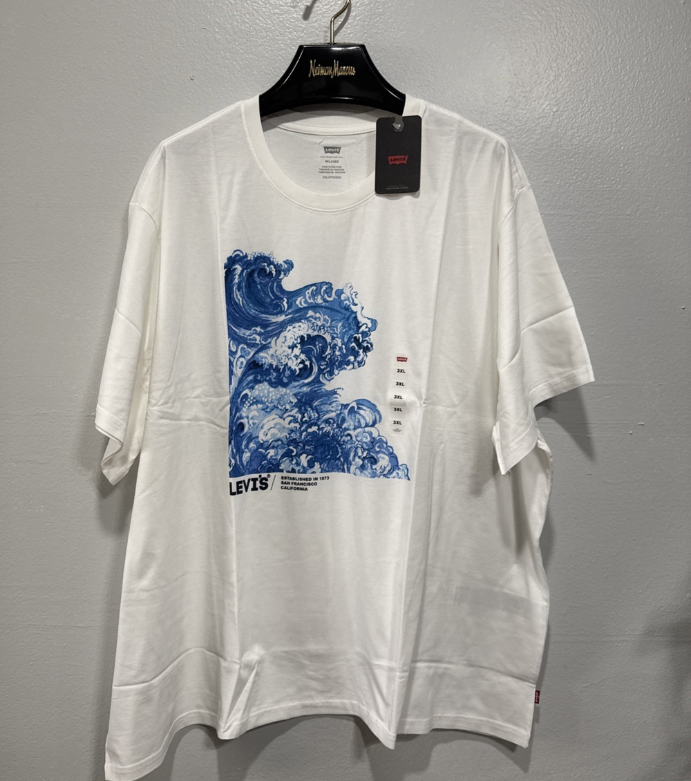 Levi's Relaxed Wave Short Sleeve T-Shirt Mens Size 3XL Casual Everyday Ocean